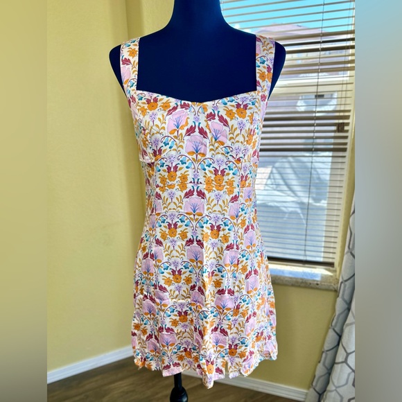 NEW! Free People Ivory Floral Print Sasha Sweetheart-Neck Mini Dress - Picture 5 of 17